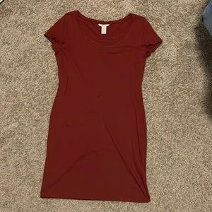 H&M Rusted Orange Form Fitted Dress